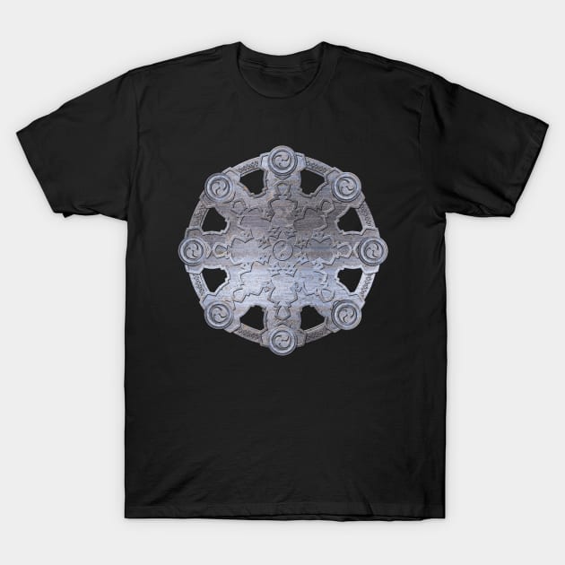 Dharma Wheel - Dharmachakra Metalic embossed T-Shirt by Nartissima